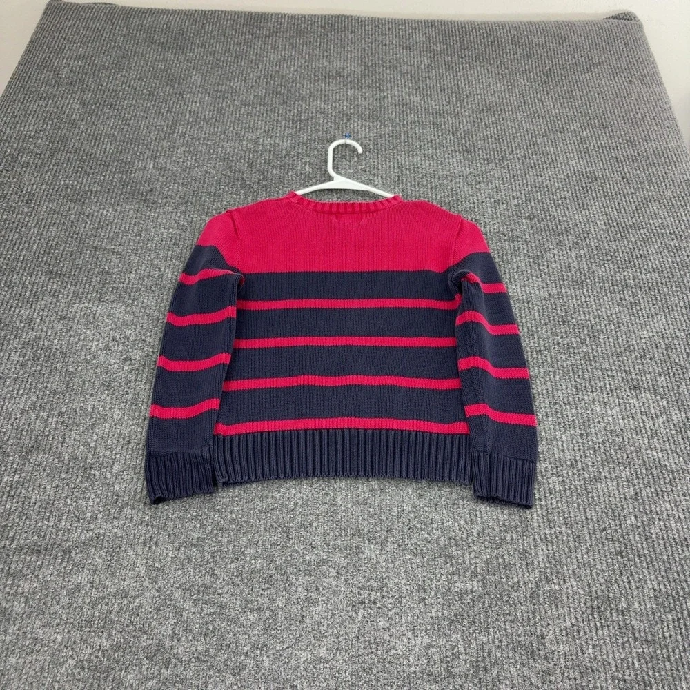 Polo Ralph Lauren Sweater Boys S Red Cotton Striped Crew Neck Preppy